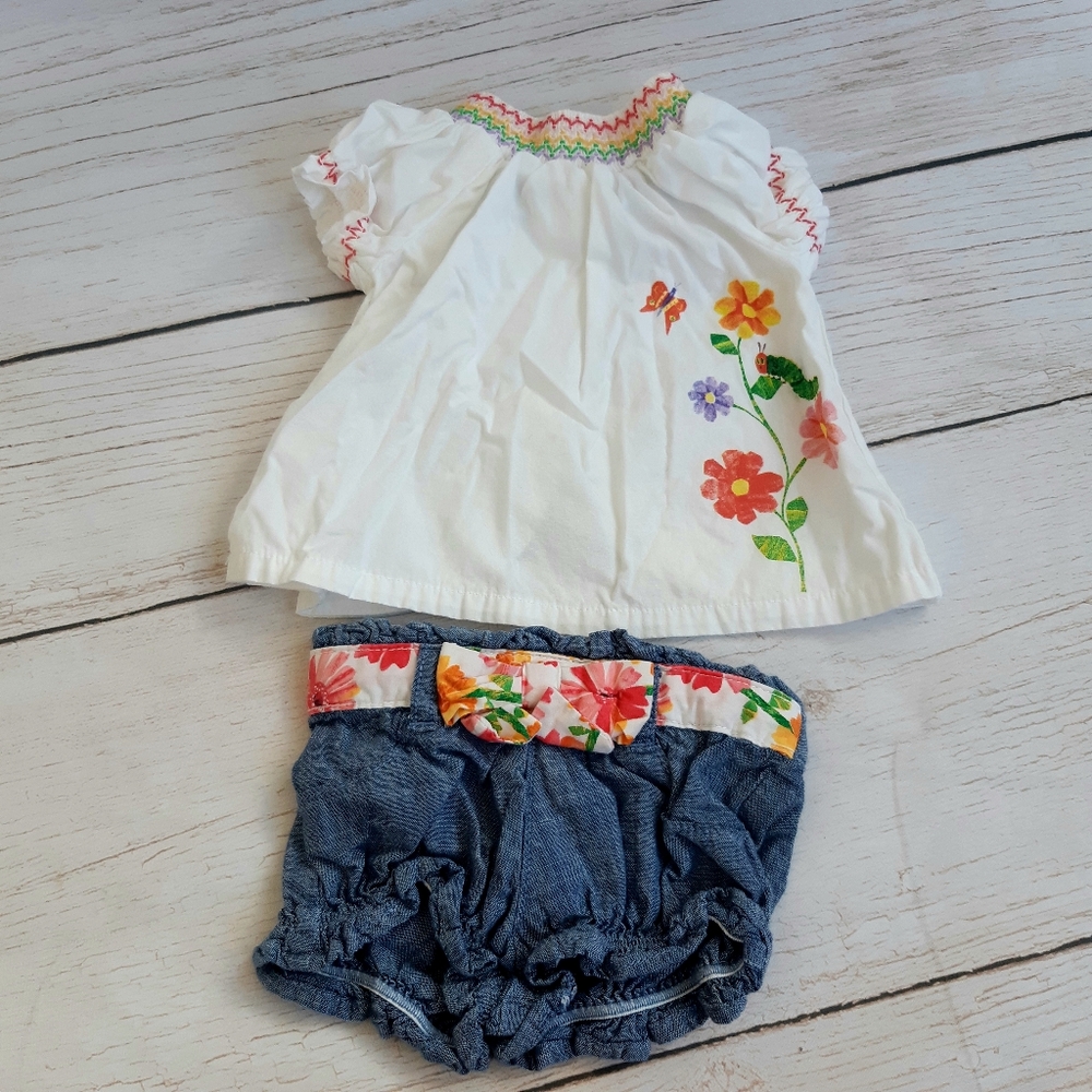 Gymboree Very Hungry Caterpillar Tshirt Shorts Set 0-3 Months